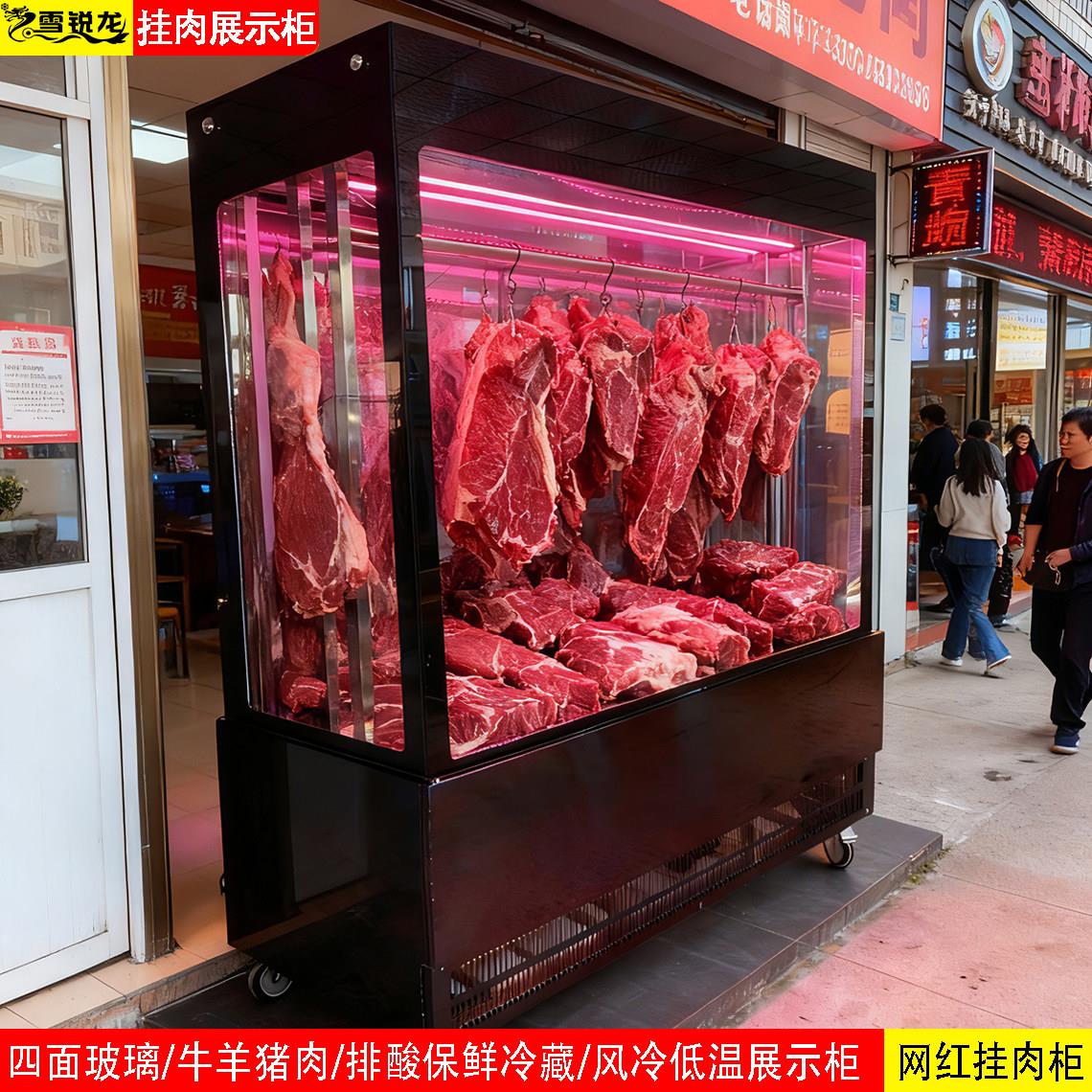 挂肉柜立式牛羊猪鸭肉冷藏保鲜展示柜风冷四面玻璃排酸吊肉低温柜