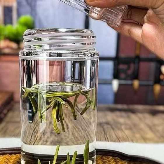 东海原矿水晶玻璃杯泡茶杯耐热便携密封车载杯办公高档茶具过滤网
