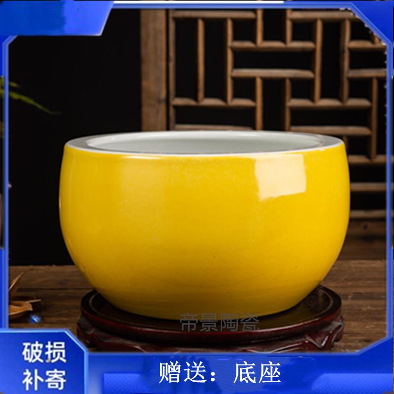 景德镇陶瓷聚宝盆八方来财纯色黄白红胚聚财生财鱼缸水仙硬币收纳