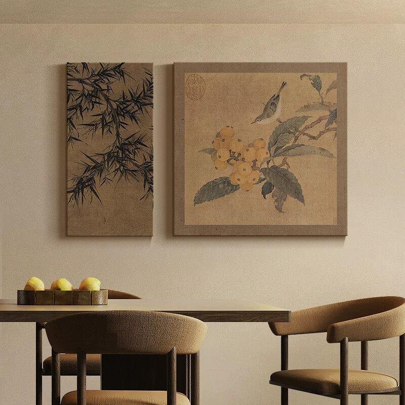 宋代美学饭厅装饰画高级感复古饭厅餐桌背景墙壁画新中式客厅挂画