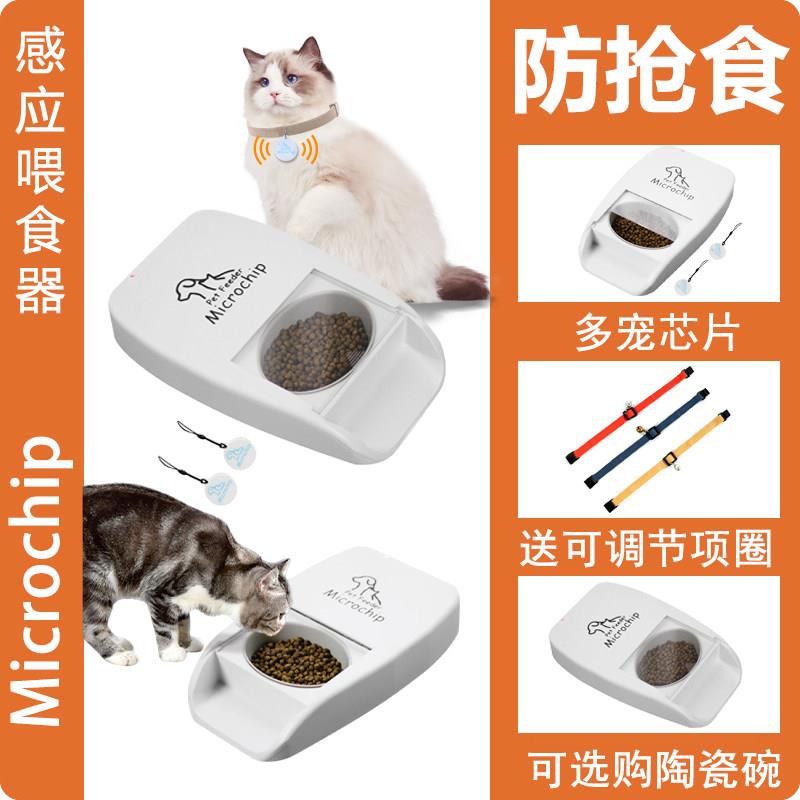 猫脸识别喂食器防偷吃芯片自动智能红外线感应多宠咪宠物猫碗定时