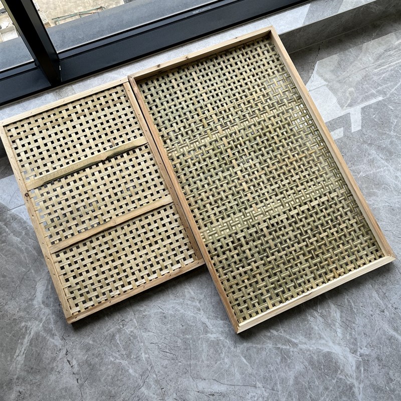 长方形簸箕竹编筐晾晒家用竹制品烘烤托盘竹筐竹筛子传统饺子盘图片