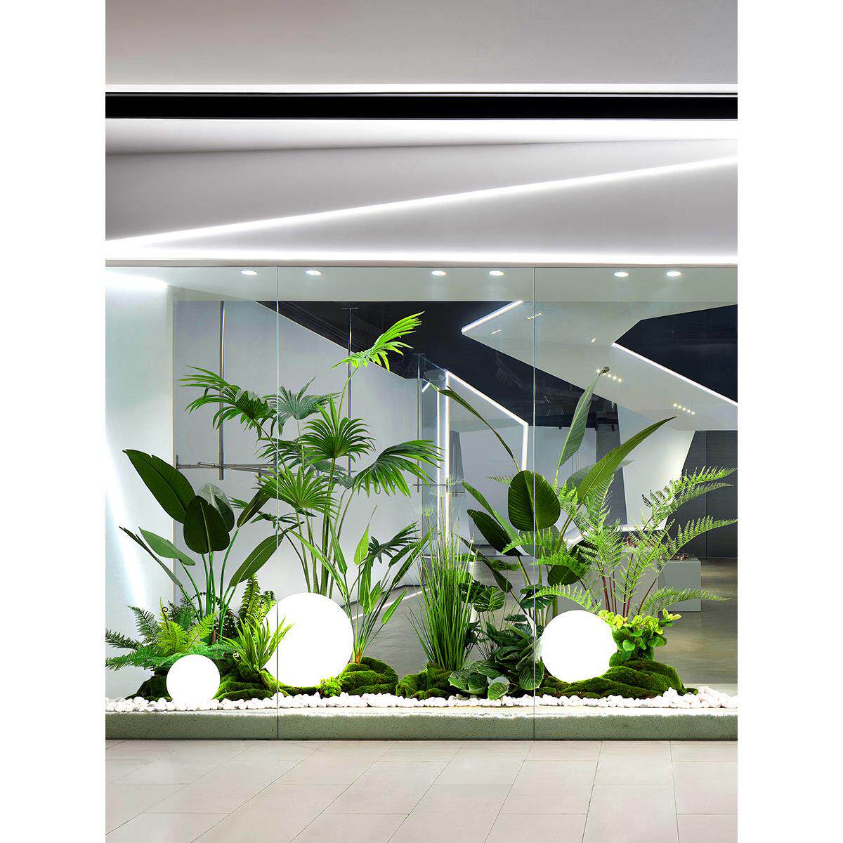 模拟绿色植物造景室内大型彷生植物造景窗隔断商场装修场景地板组