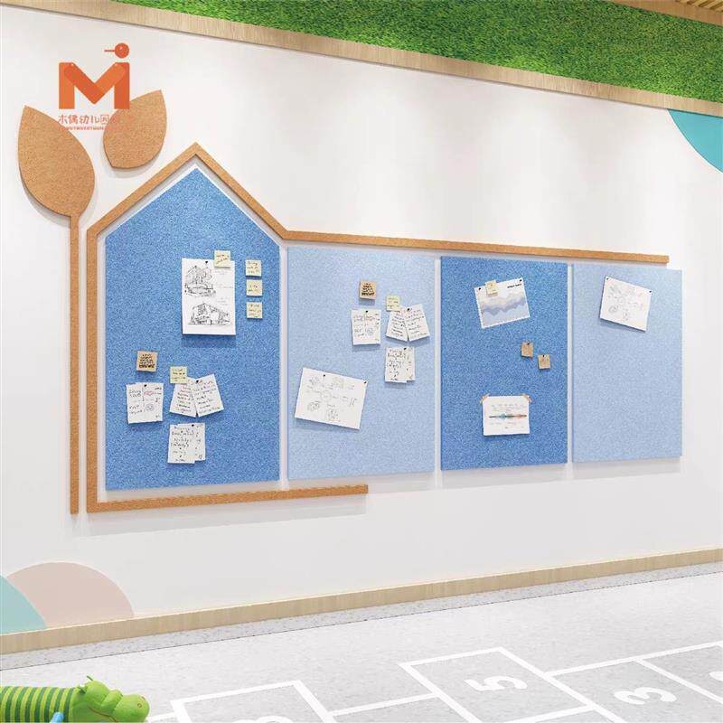 幼儿园展示板墙面毛毡板墙贴彩色软木板照片墙背景墙留言板公告