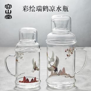 茶壶 容山堂玻璃冷水壶围炉凉水壶彩绘家用大容量耐热水瓶夏季