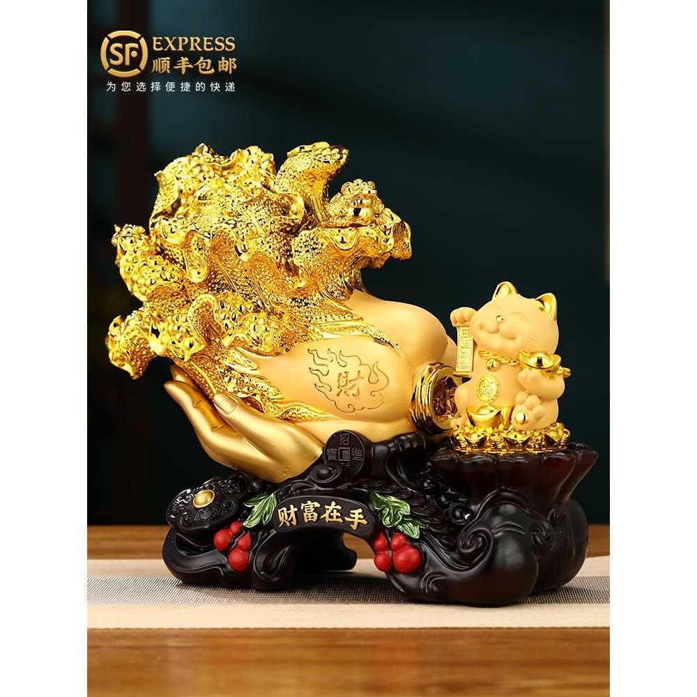白菜摆件招财猫店铺收银台办公室前台客厅装饰品公司开业乔迁礼物