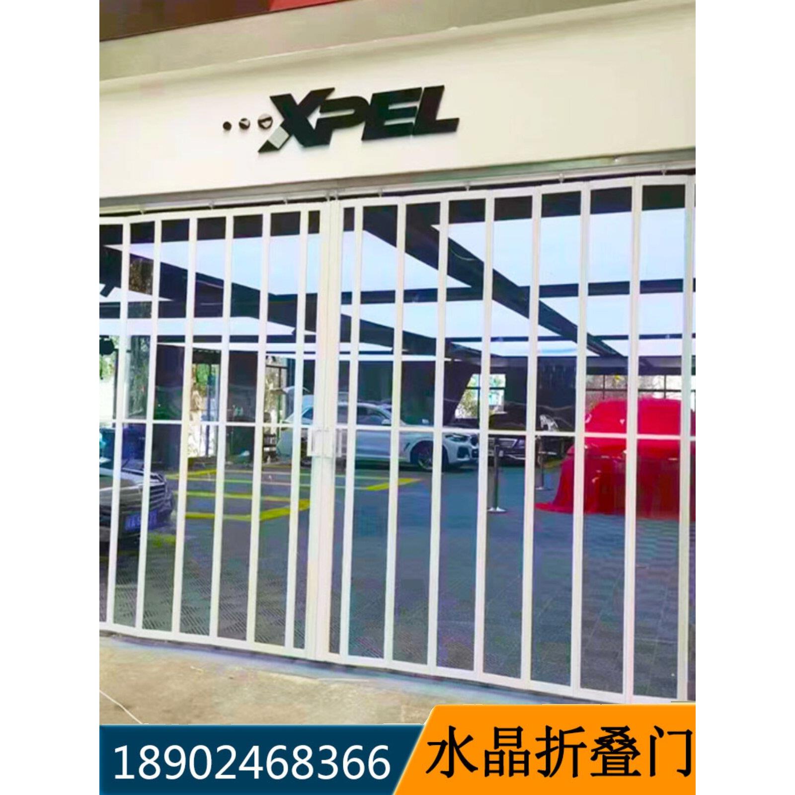 时装店弧形折叠门无地轨推拉折叠门汽车美容隔断折叠门水晶拉闸门 - 实物图