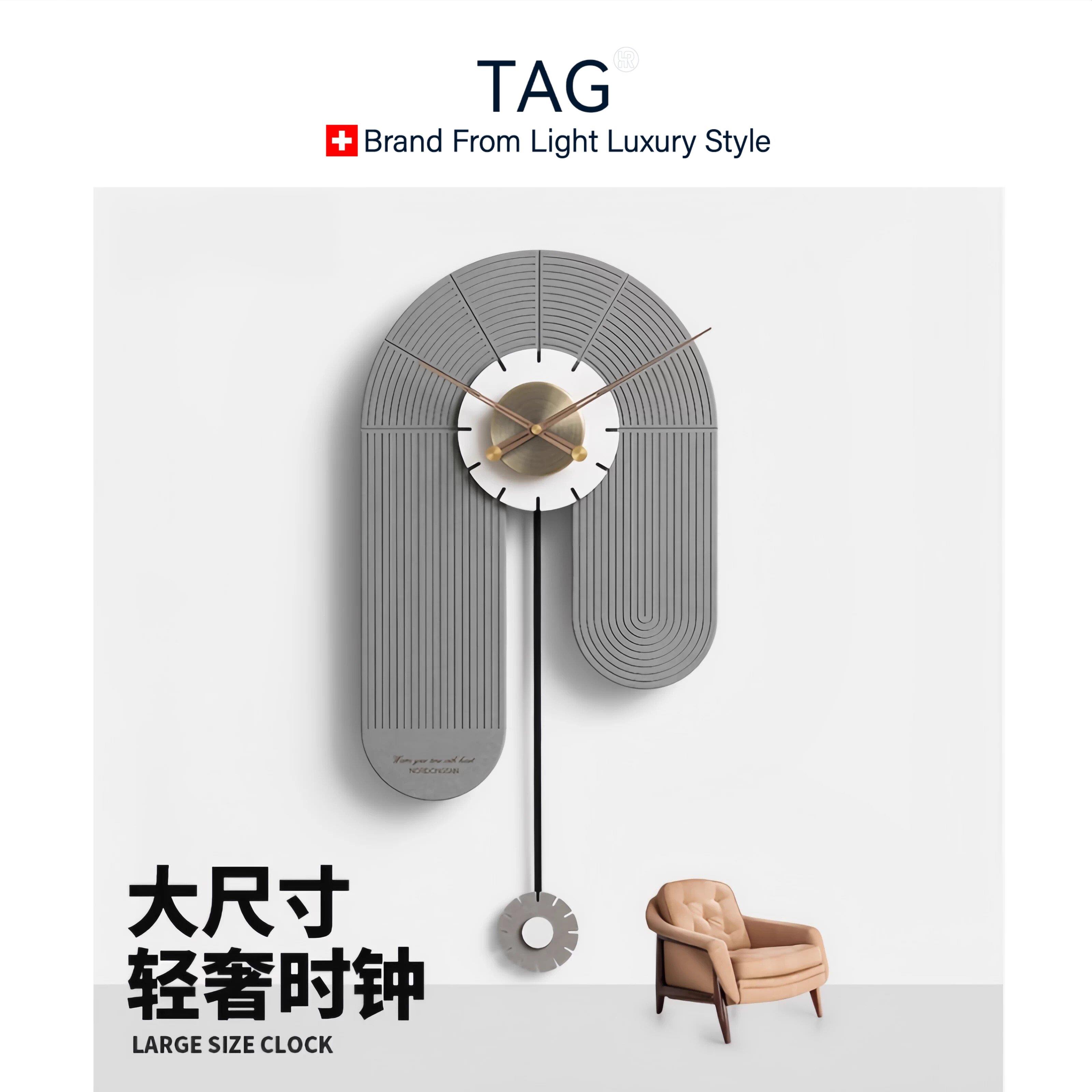 TAGHR瑞士轻奢风挂钟个性北欧时钟客餐厅高级感时尚墙面创意钟表