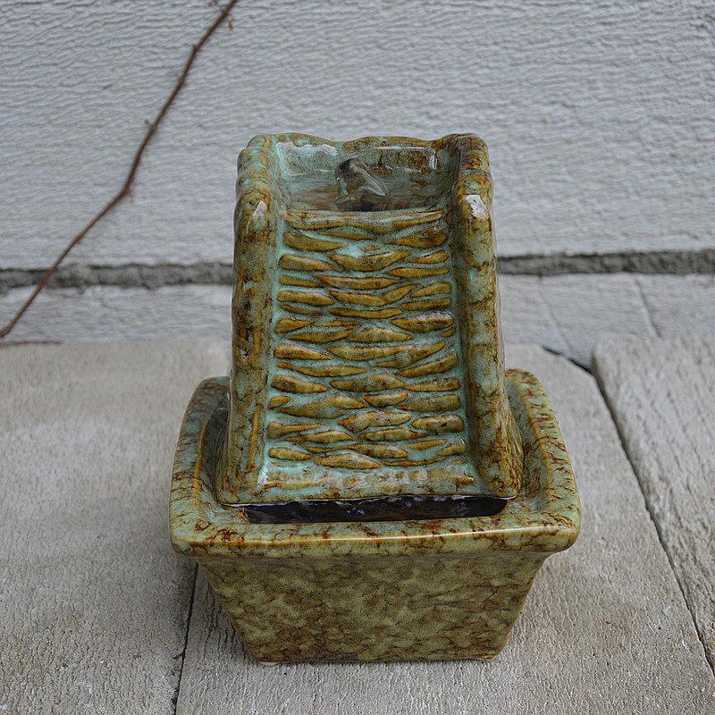 陶瓷工艺品陈设欧式小瀑布喷泉流水加湿器家居桌面客厅装饰小摆件