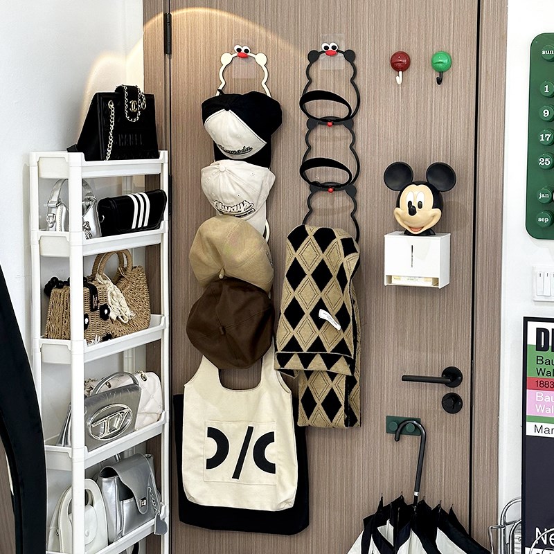 门后挂帽子收纳神器玄关鸭舌帽收纳架宿舍包包围巾衣帽挂钩置物架