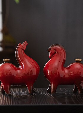 西安唐马纪念品马上有钱简约创意招财陶瓷公室装饰摆件客厅桌面