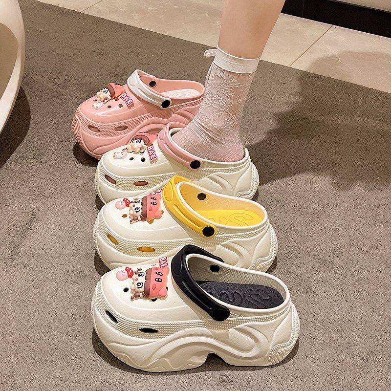 DIY可拆卸洞洞鞋增高厚底9CM女款女孩卡通夏外穿时尚包头沙滩鞋女
