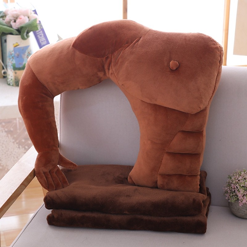 男朋友手臂睡觉肌肉男抱枕毛绒玩具创意胳膊靠垫被绒毯情人节礼物