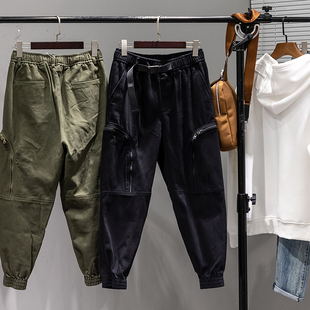 时尚 休闲宽松束口裤 萝卜裤 锥形设计 裤 春夏男士 多袋工装 潮 狠帅