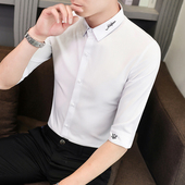 夏季 衬衫 短袖 衬衣半袖 男士 休闲7七分袖 帅气百搭中袖 潮流韩版 修身