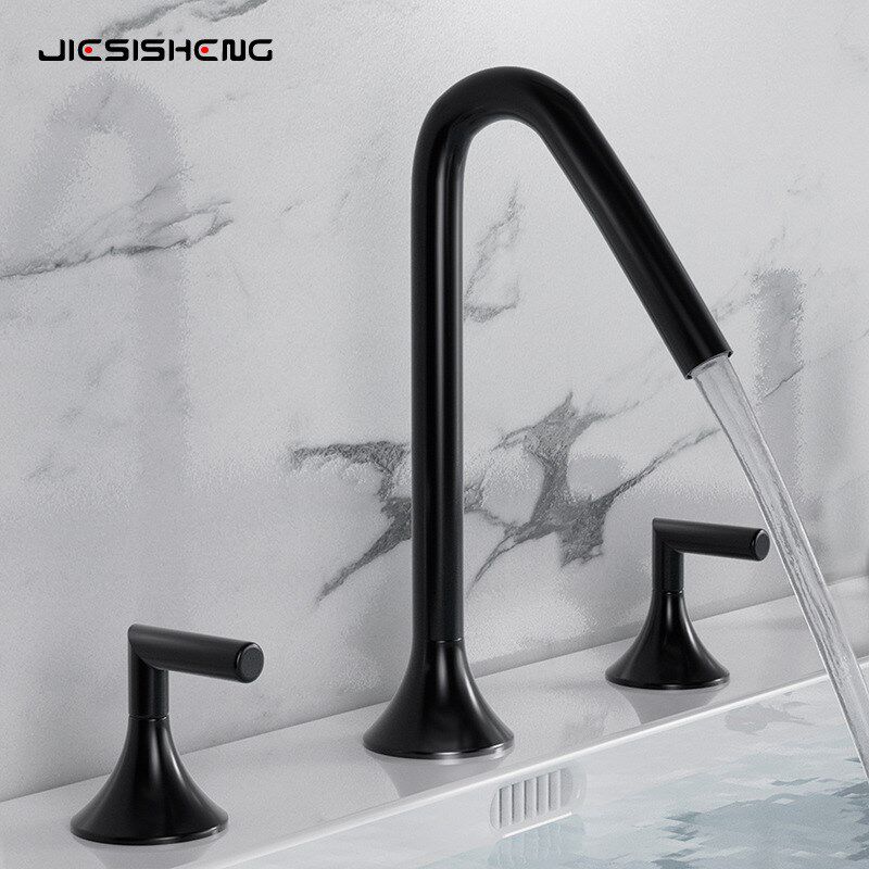 卫生间分体式三孔面盆龙头浴室柜洗手池台盆冷热防溅水龙头三件套