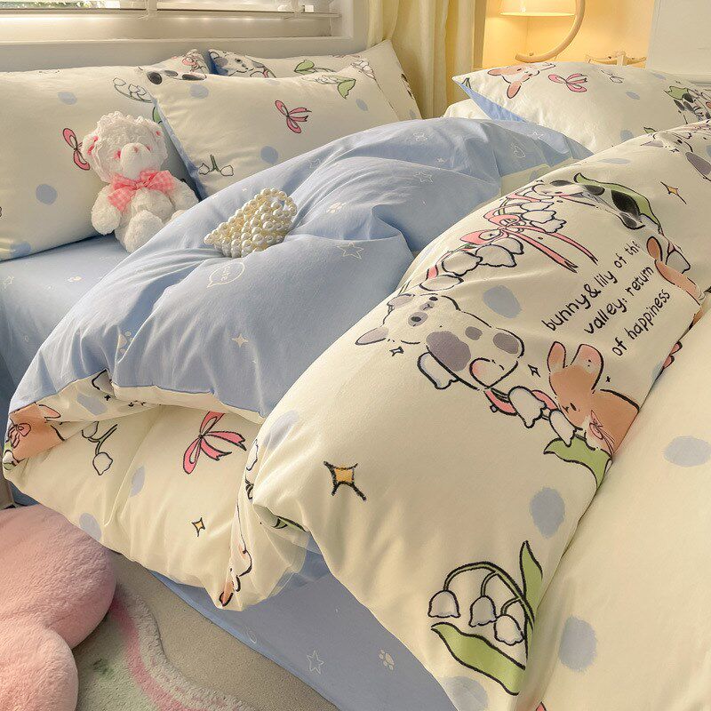 2024龙年g红色全棉床上用品四件套儿童卡通宿舍单人纯棉三件套床