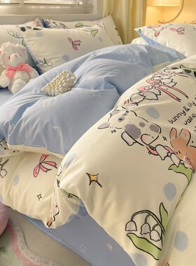 2024龙年g红色全棉床上用品四件套儿童卡通宿舍单人纯棉三件套床