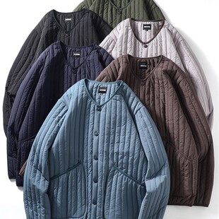 潮流保暖夹克棉衣 冬季 日系复古无领棉服男轻薄款 棉袄外套外贸男装