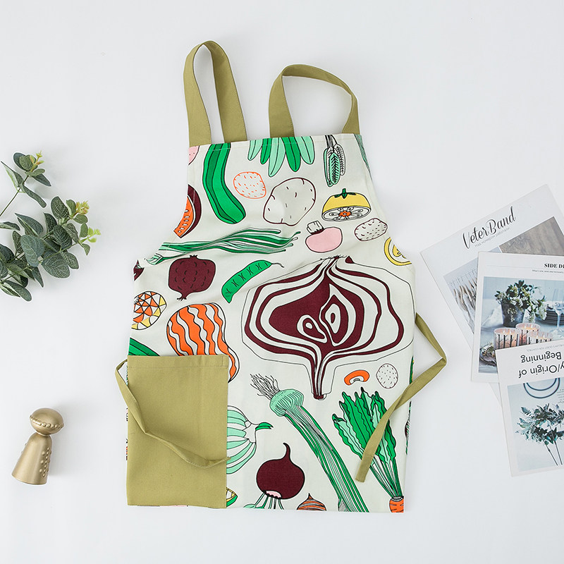 家用纯棉围裙女厨房韩版时尚成人工作服做饭可爱背心式罩衣围腰女