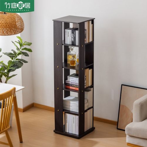 实木旋转书架落地置物架家用储物柜儿童客厅展示架子客厅靠墙书柜