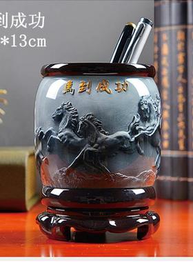 工厂特别清除浮雕笔架办公桌装饰创意水晶胶立即成功旋转工艺品