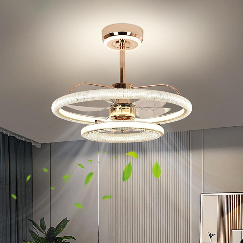 简约现代饭厅吊扇灯离线 线语音北欧饭厅吊灯具轻奢房间主卧室吊