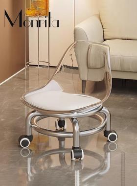 Monta德国滑轮矮凳的压克力万向轮小凳子靠背椅儿童板凳换鞋凳子3