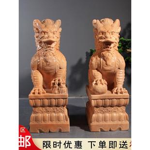 石雕麒麟一对汉白玉青石晚霞红石麒麟招财别墅庭院祠堂大门口摆件