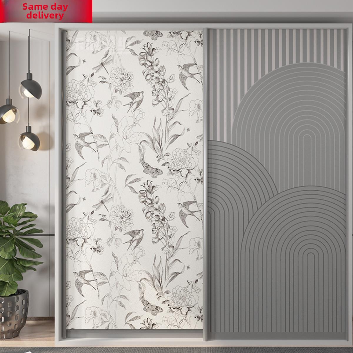 黑白燕子衣柜门贴纸浴室玻璃推拉门装修衣柜柜推拉门推拉门不干胶