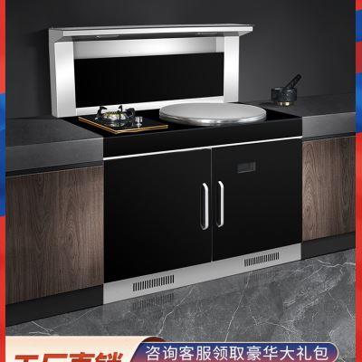 农村不锈钢柴火灶带锅圈家用烧木柴带鼓风机移动大铁锅灶台双灶台