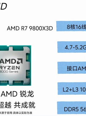 AMD RYZEN R7 9800X3D 9代 散片
