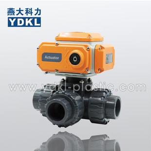 PVC塑料三通阀门 DN25电动PVC三通球阀
