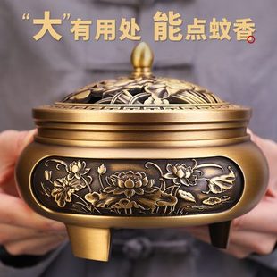 铜香炉超大号家用室内茶道蚊香盘香炉供奉供佛檀香炉香薰熏香炉