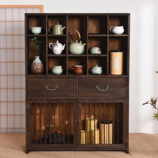 实木餐边柜茶水柜现代轻奢书柜储物柜家用多功能客厅收纳柜展示柜