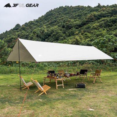 三峰天幕超大防晒防紫外线防暴雨露营野营户外遮阳棚涂银沙滩帐篷
