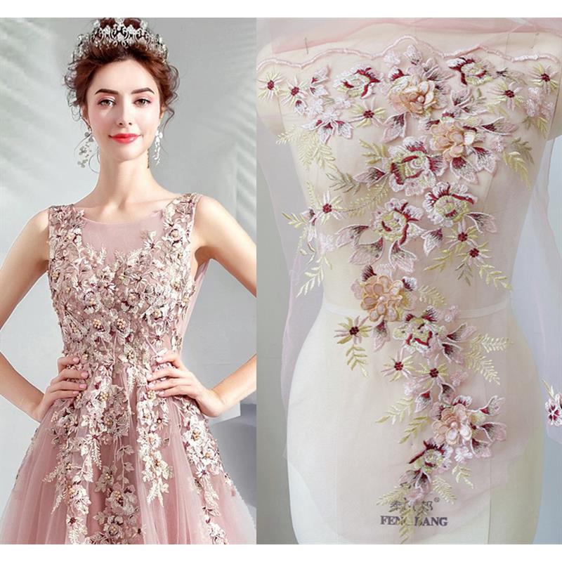 美蒂斯配饰~彩色3D串珠钻石花汉代晚礼服装饰晚礼服花边