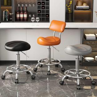 马鞍椅高脚凳万向轮升降椅前台收银柜台带轮吧台椅厨房做饭专用椅