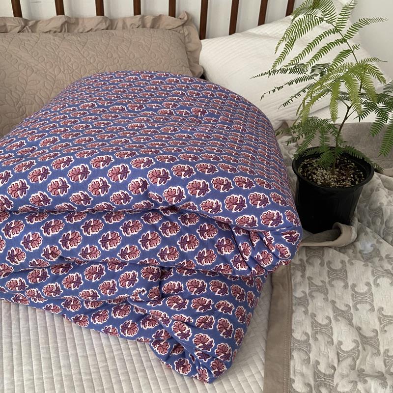 韩国复古纯棉针织棉春秋被子全棉天竺棉小碎花双人棉被芯可机洗