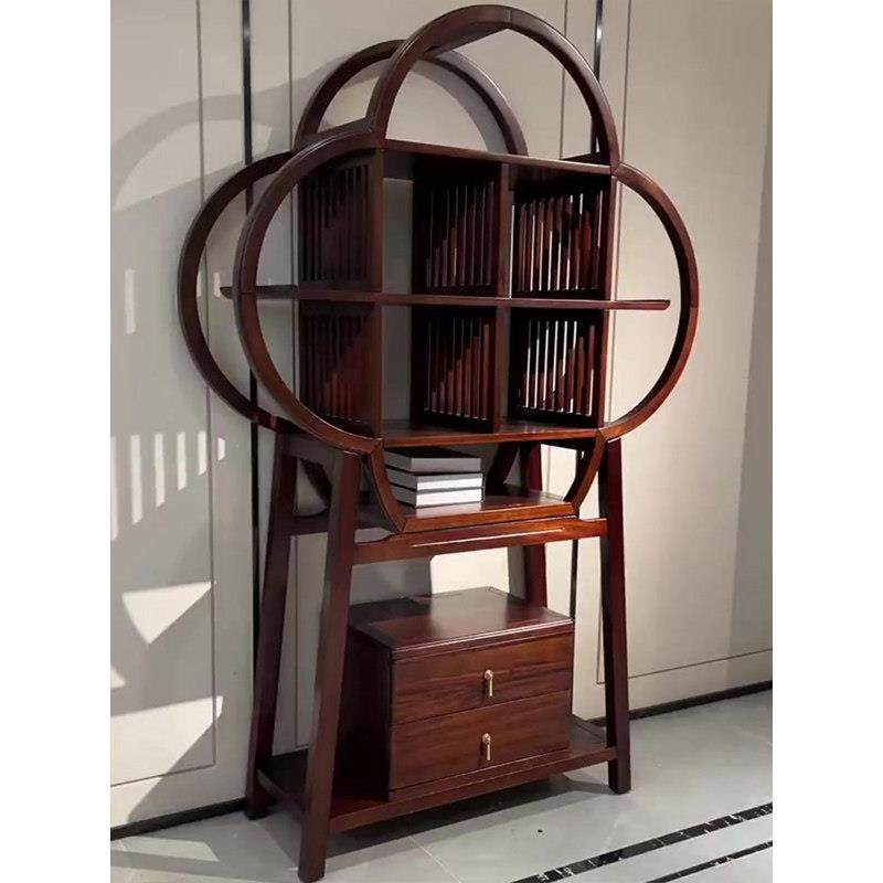 新中式实木进口乌金木博古架装饰柜茶柜置物架多宝阁茶室展示柜