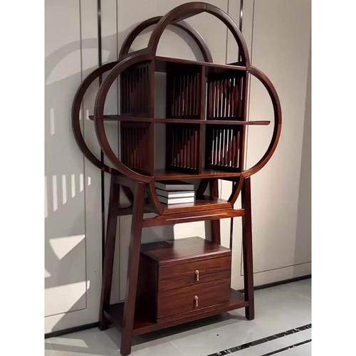 新中式实木进口乌金木博古架装饰柜茶柜置物架多宝阁茶室展示柜