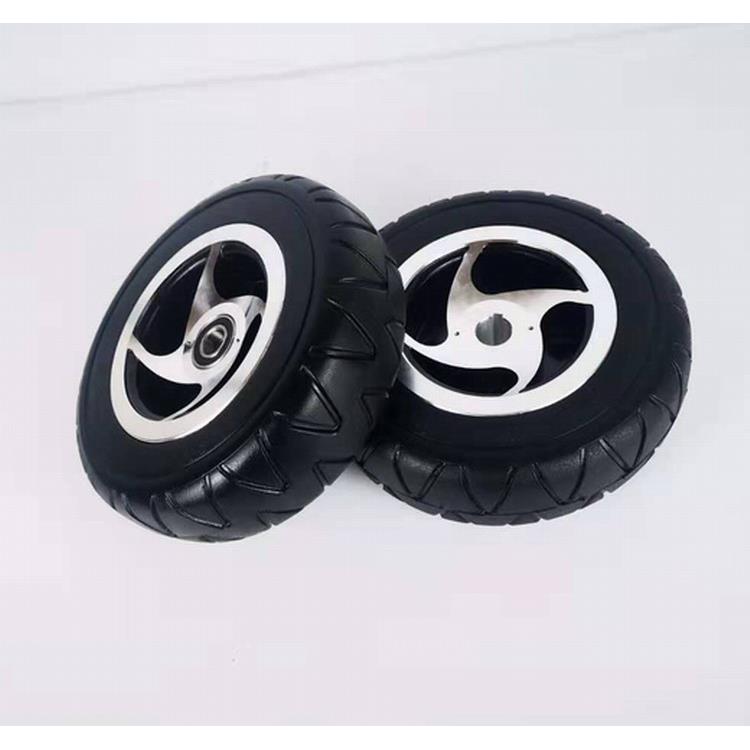 8寸电动代步车微孔实心弹力免充气轮胎200X60带键槽和轴承铝轮毂