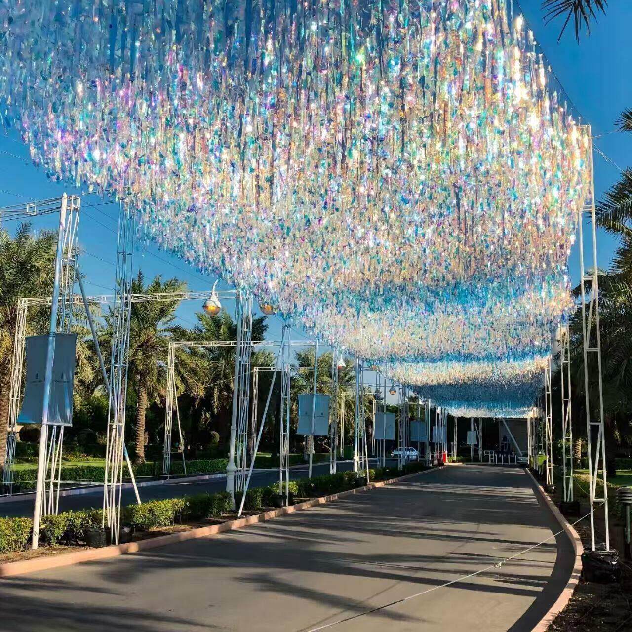 幻彩风动镭射雨丝帘风景区网红走廊星河璀璨银河天幕拍照打卡布置