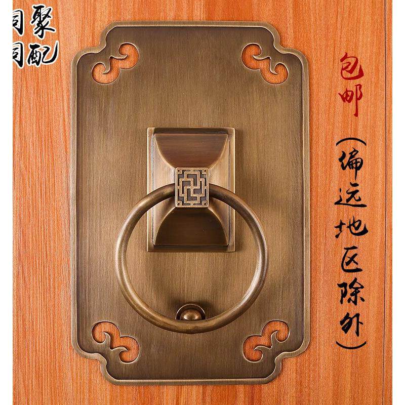 新中式彷古纯铜门环精雕实心圆环加厚拉环覆古实木大门拉手铜配件