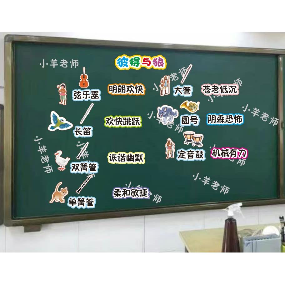 定制板书彼得与狼音乐五年级公开课磁性板书贴设计教具黑板磁铁贴