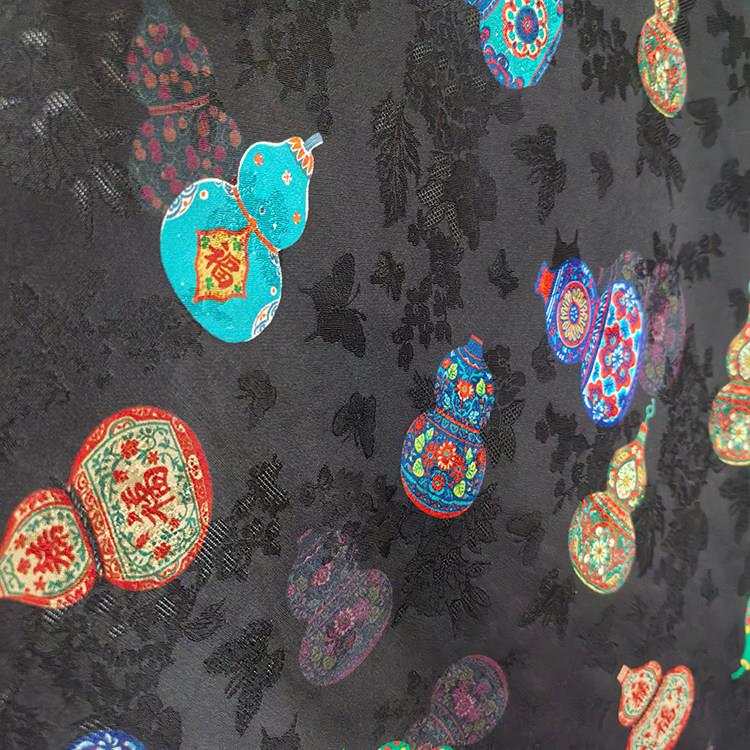 宝葫芦 新中式薯莨花萝香云纱提花布料 旗袍衬衫套装服装春夏面料