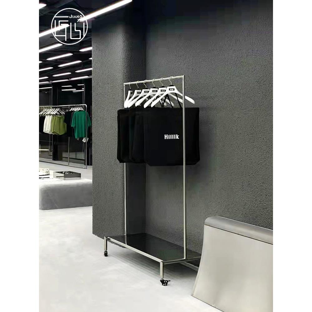 服装商店展示架,落地式不锈钢岛架,女士服装专用橱窗展示衣架,