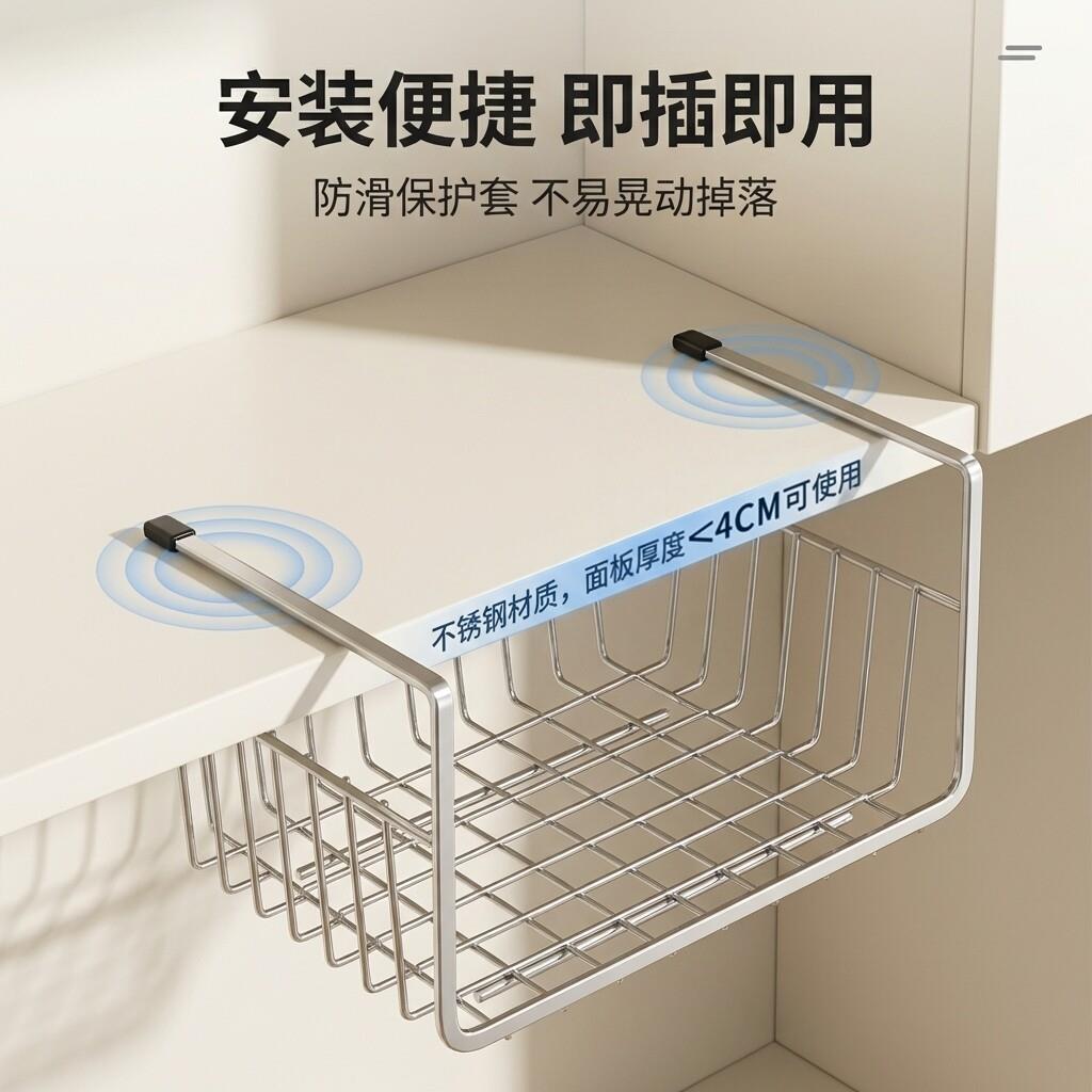 整体橱柜下置物架不锈钢厨房吊柜下分层架调味瓶挂架收纳整理挂篮