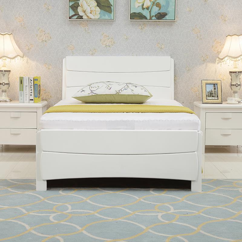 1.35白色实木床1.2米单人小户型家用气压高箱储物90cm公分1米2宽8