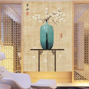 家用门帘客厅卧室装 中式 饰隔断窗厨房化妆室遮挡帘免打孔布艺挂帘